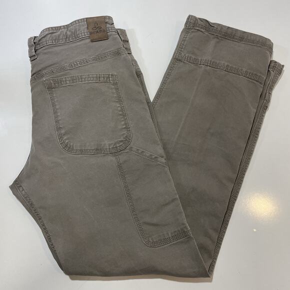 prAna Men's Khaki Outdoors Pants Size 31x32 Straight Leg Organic Cotton Denim - Picture 8 of 8